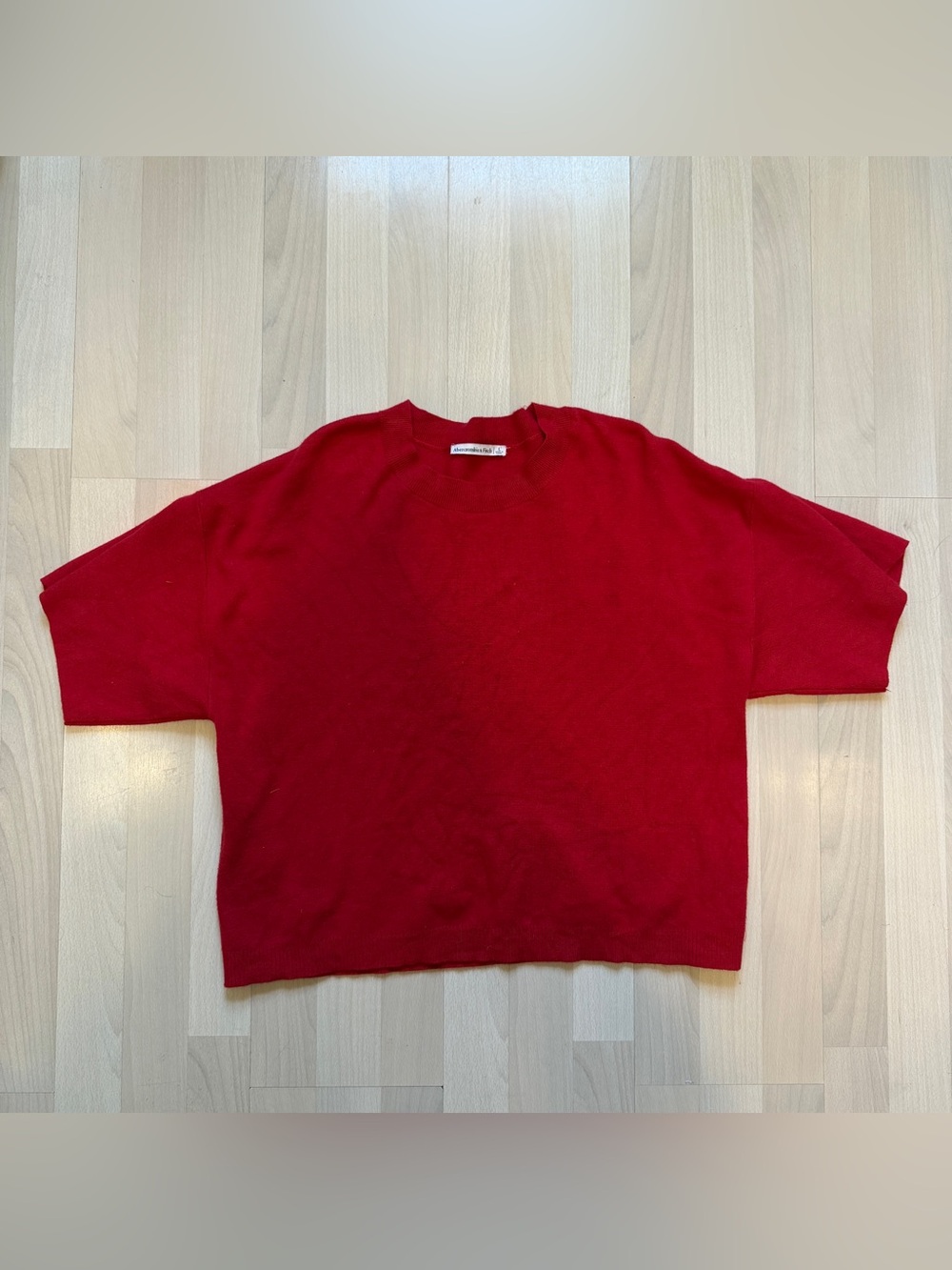 Vintage Y2K Abercrombie & Fitch Red Short Sleeve Knit Sweater Mock Neck Women L - Picture 2 of 2